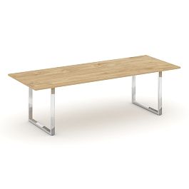 Style Project Direct Lux Стол переговорный M-SN-6O.SPRG-258.3 Тиквуд Светлый/Нержавеющая Сталь/Хром 2580*980*25 - Фото предпросмотра