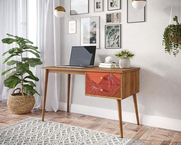 Стол рабочий Berber принт 49 с одной тумбой арт BB20/Print_49 - Вид 3