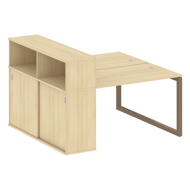 Metal System Quattro Р. ст. с шкафом-купе на О-образном м/к 50БО.РС-СШК-2.2 Т Акация/Мокко металл 1610*1475*1098 - Вид 1