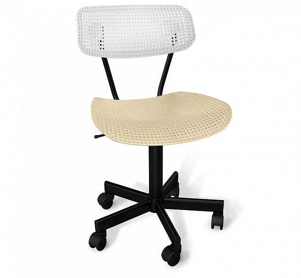 Стул подъемно-поворотный Sheffilton SHT-S85/S121М белый/бежевый/черный муар - Вид 2