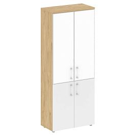 Шифт Шкаф высокий широкий SK.ST-1.2R white Тиквуд Светлый/Белый Бриллиант/Стекло White 800*420*1977 - Фото предпросмотра
