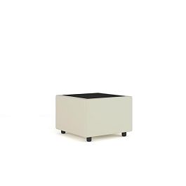 Стол журнальный угловой со стеклом Матрикс экокожа светло-бежевая CN1112 - Фото предпросмотра