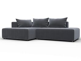 Диван угловой Лига-103 НПБ угол левый Велюр серый - Фото предпросмотра