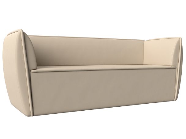 Прямой диван Бергамо 3-х местный (полностью экокожа бежевая) - Вид 1