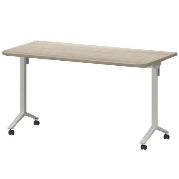 Стол мобильный складной радиусный МБ25-140.70Р Кронберг/Белый 1400x700x750 Моби - Вид 1