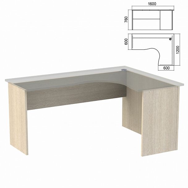 Стол компактный ЧАСТЬ 2 "Арго", 1600х1200х760 мм, правый, ясень шимо - Вид 2