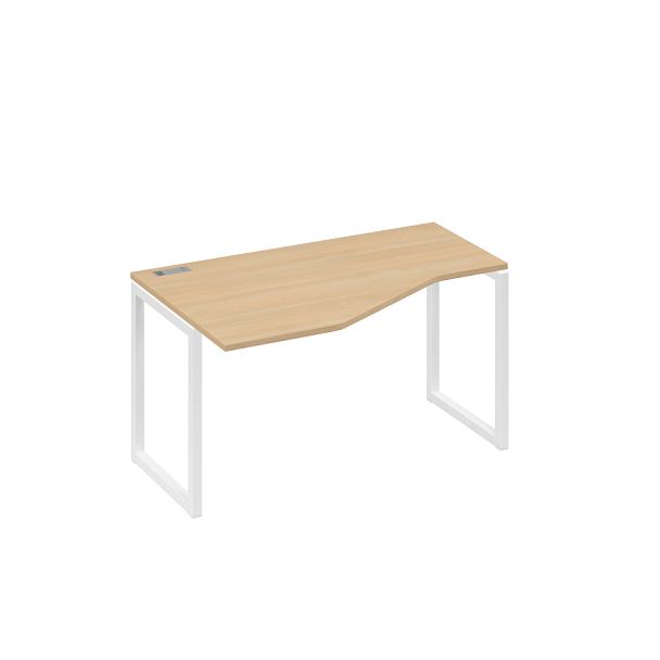 Стол эргономичный левый "Техно" на металлокаркасе QUATTRO A4 А4 Б4 053 БП натуральный дуб / металлокаркас белый - Вид 1
