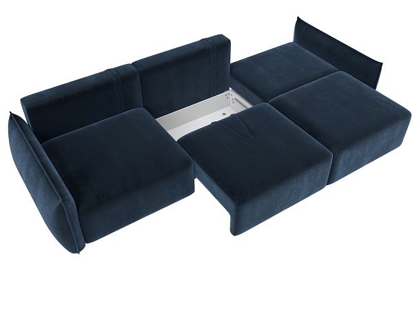 Диван прямой Лига-051 НПБ Лонг Велюр синий - Вид 8
