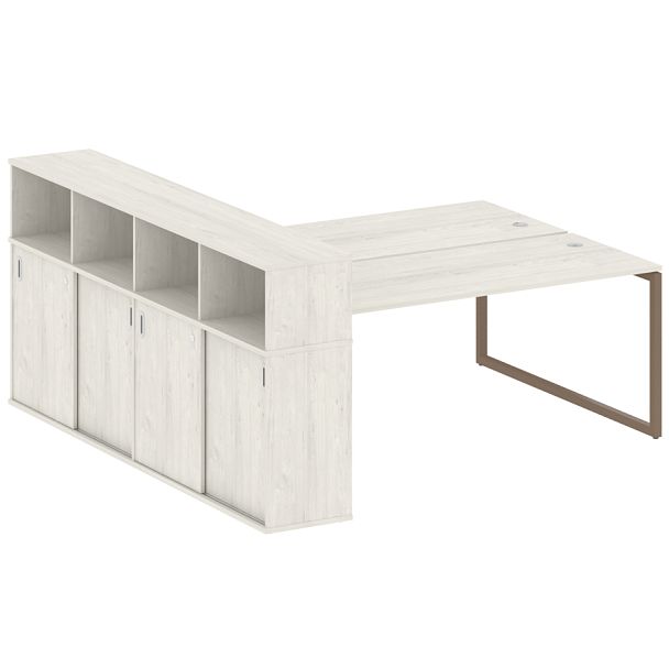 Metal System Quattro Р. ст. с шкафом-купе на О-образном м/к 40БО.РС-СШК-4.5 Т Дуб наварра/Мокко металл 2210*2332*1098 - Вид 1