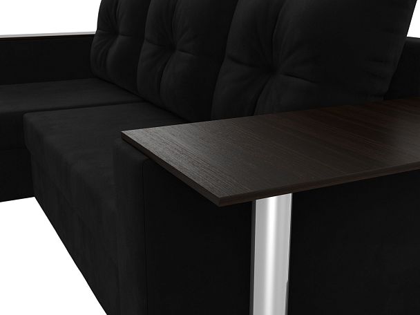 Угловой диван Атланта Лайт левый (полностью микровельвет черный) - Вид 4