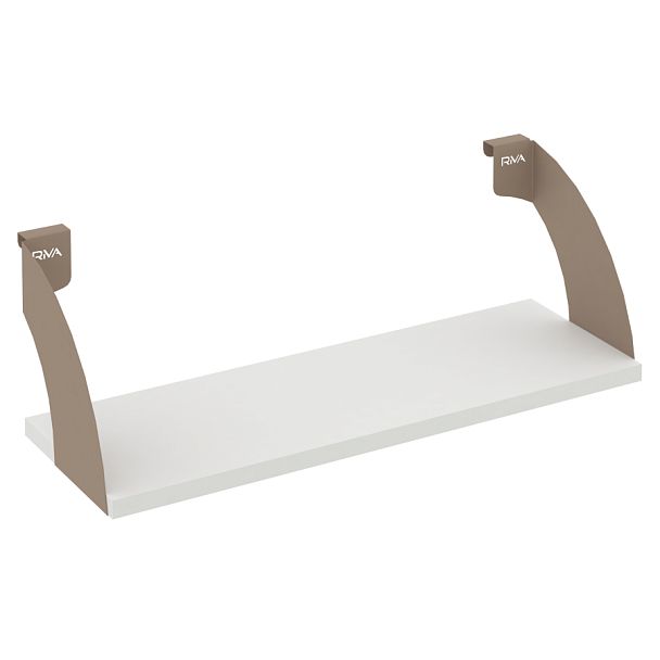 Навесные полки. Кронштейны+ЛДСП полка 600мм MAN-41-6 Белый бриллиант/Мокко металл 600*220*200 - Вид 1