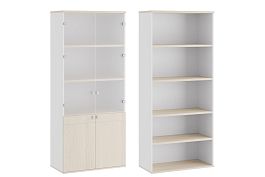 Шкаф для бумаг со стеклом (стекло без рамы) Tess 90x45x207 дуб шамони светлый - Фото предпросмотра