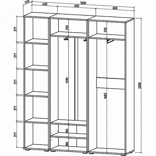 Стенка для прихожей Тунис-3 - Вид 2