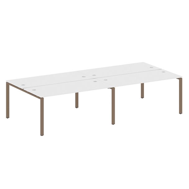 Metal System Р. ст. на 4 раб. места на П-образном м/к БП.СМ-4.4 Белый/Мокко металл 3200*1475*750 - Вид 1
