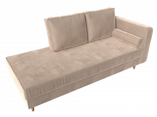Кушетка Прайм правый (полностью велюр бежевый) - Вид 5