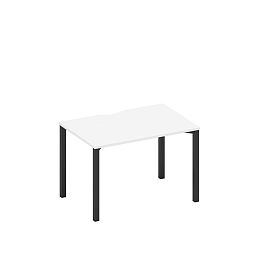 Стол письменный на металлокаркасе, столешница с вырезом Space+ А1 ЧР 023.2 БП белый премиум / черный гладкий - Фото предпросмотра