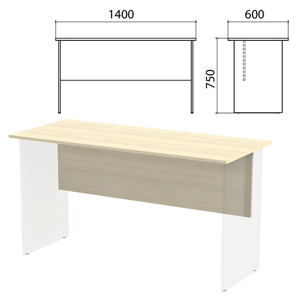 Столешница, царга стола письменного "Канц" 1400х600х750 мм, цвет дуб молочный, СК21.15.1 - Вид 1