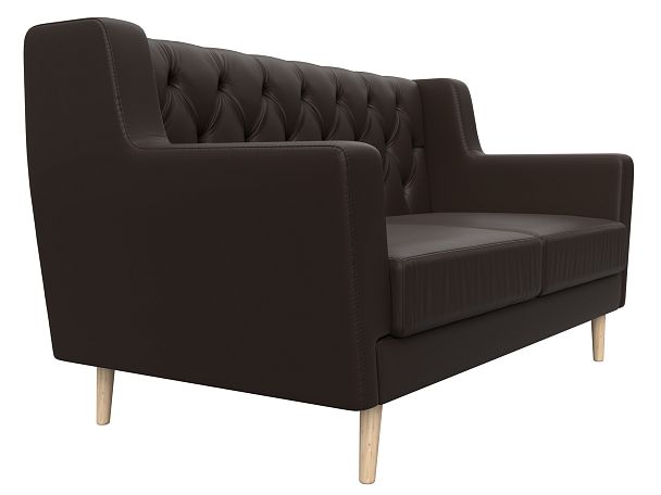 Прямой диван Брайтон 2 Люкс (полностью экокожа коричневая) - Вид 3