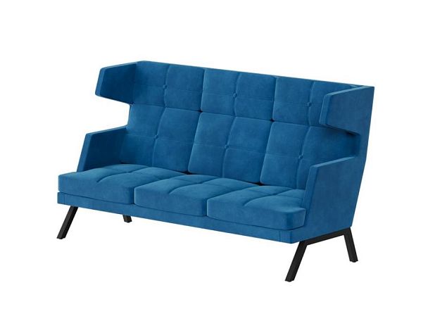 Aldo Диван трёхместный высокий с декором из пуговиц ALDB-03 Velutto 54/Металл Черный 2010*960*1180 - Вид 1