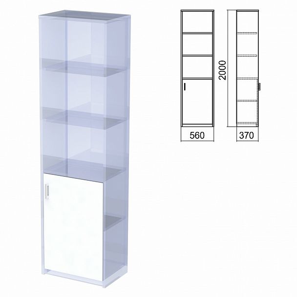Шкаф полузакрытый ЧАСТЬ 2 "Арго", 560х370х2000 мм, дверь, 4 полки, серый - Вид 2