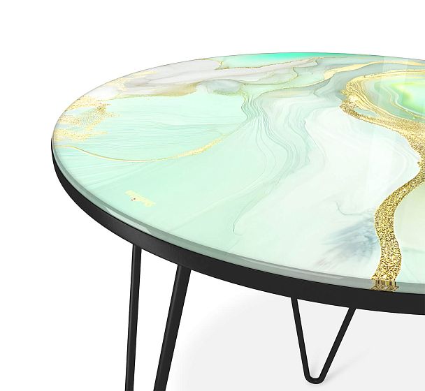 Столик журнальный Sheffilton SHT-CT27 лазурно голубой/черный муар - Вид 5