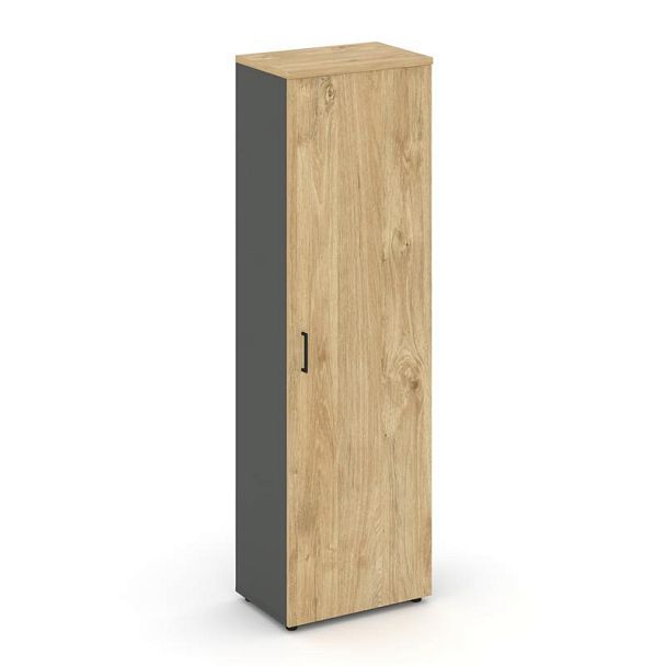 Стайл Проджект Гардероб узкий неглуб. SN.GB-001 Антрацит/Тиквуд Светлый/Черный Ручки 600*400*1982 - Вид 1