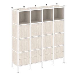 Loft Прямой стеллаж наборный VR.L-09 Денвер светлый/Белый металл 1694*446*1869 - Фото предпросмотра