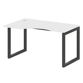 Metal System Quattro Стол криволинейный левый на О-образном м/к 50БО.СА-2 (L) Белый/Антрацит металл 1400*900*750 - Фото предпросмотра