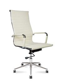 Кресло офисное / Техно / хром / слоновая кость экокожа - Фото предпросмотра