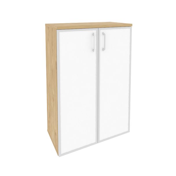 Onix Шкаф средний широкий O.ST-2.4 R white Тиквуд светлый/Стекло 800*420*1207 - Вид 1