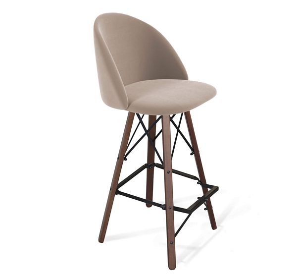 Стул барный Sheffilton SHT-ST35/S80 латте/темный орех/черный муар - Вид 1