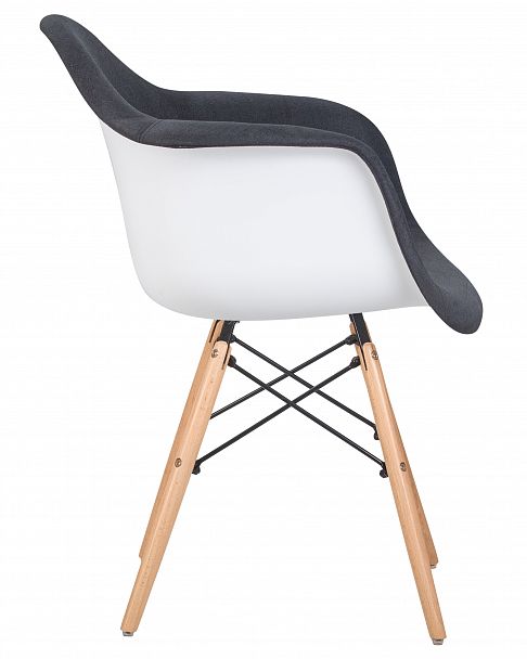 Стул обеденный DOBRIN DAW ROSS (ножки светлый бук, сиденье 012 белый пластик, чёрная ткань) - Вид 3