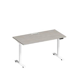 Стол письменный на электроприводе с заглушкой Elevo А2 БГ 003 ДШ дуб шамони/ белый гладкий - Фото предпросмотра
