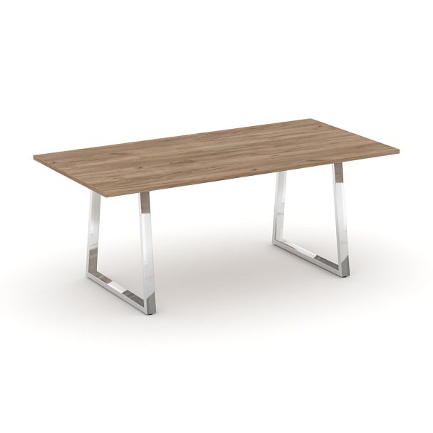 Style Project Direct Lux Стол переговорный M-SN-6T1.SPRG-198.3 Дуб Табак/Нержавеющая Сталь/Хром 1980*980*25 - Вид 1