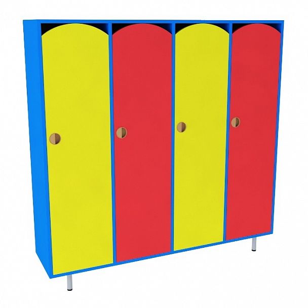 Шкафчик для одежды 4-секционный малый (цветной) - Вид 1
