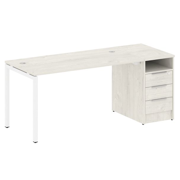 Metal System Quattro Р. ст. с тумбой на П-образном м/к 40БП.РС-СТП-1.3 Дуб наварра/Белый металл 1812*720*750 - Вид 1