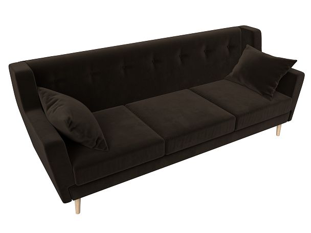 Прямой диван Брайтон 3 (полностью микровельвет коричневый) - Вид 5