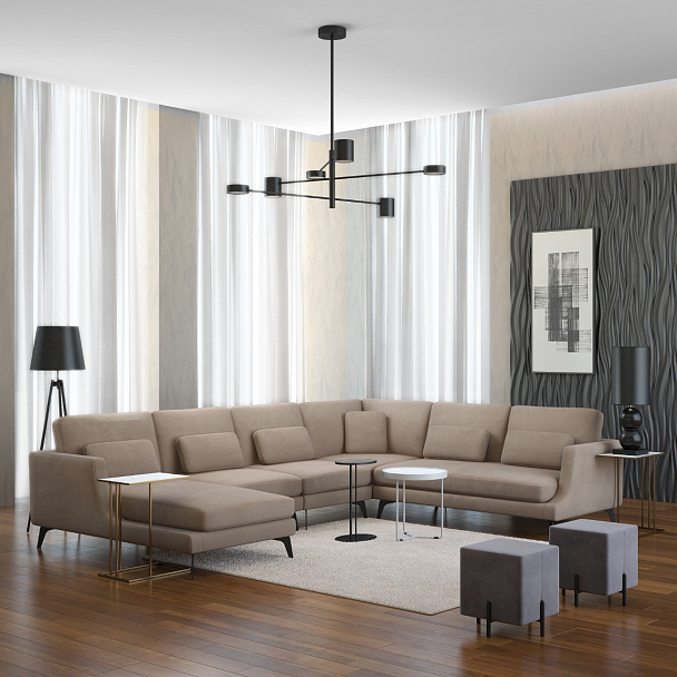 Albert диван угловой с шезлонгом, бархат пепельно-бежевый 25 - Вид 4