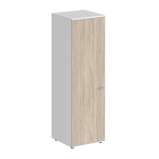 Гардероб Sigma 600х600х1955, з.ст ЛДСП 16 мм, левый / корпус: белый; фасад: дуб светлый - Вид 1