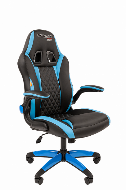 Кресло компьютерное СН GAME 15, экокожа, черное/голубое, 7022779 - Вид 1