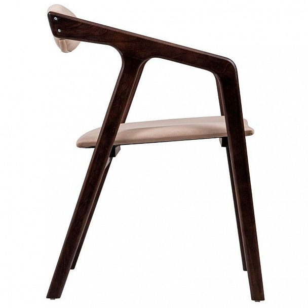 Стул деревянный для дома Fendi, каркас коричневый, велюр бежевый - Вид 3