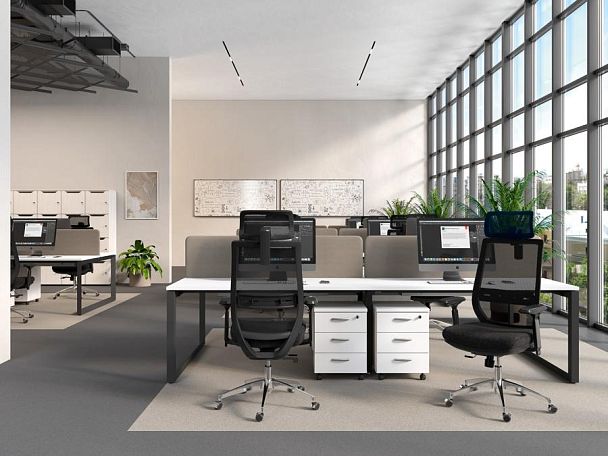 Экран настольный фронтальный для стола 140 с кабель-каналом А4 Б 832 БП мокко премиум / металлокаркас белый - Вид 6