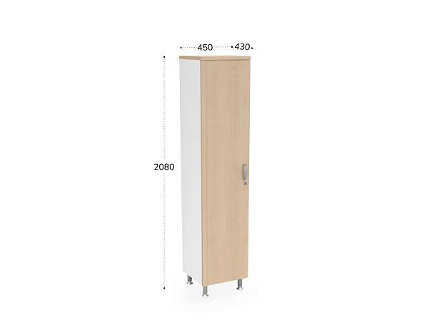 БЕРЛИН / BERLIN Шкаф закрытый узкий 5 уровней левый 450х430х2080 Акация/Белый - Вид 2