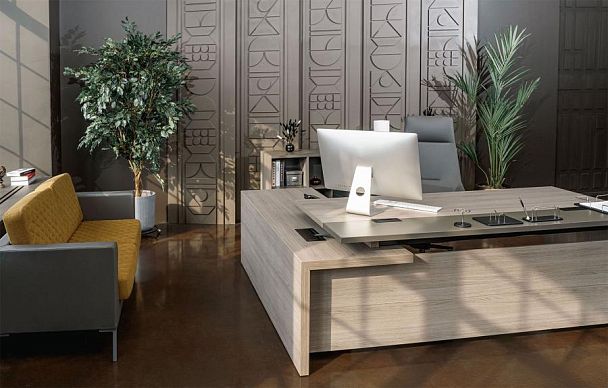 Стол руководителя правый U.RUS РС 104 ДЧ/ЛС дуб виченца/лава серая - Вид 9