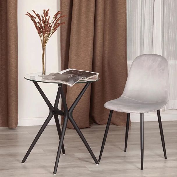 Стул Бриз/Breeze (мод.4724), Велюр/металл, Light grey (светло-серый) HLR14 / черный - Вид 10