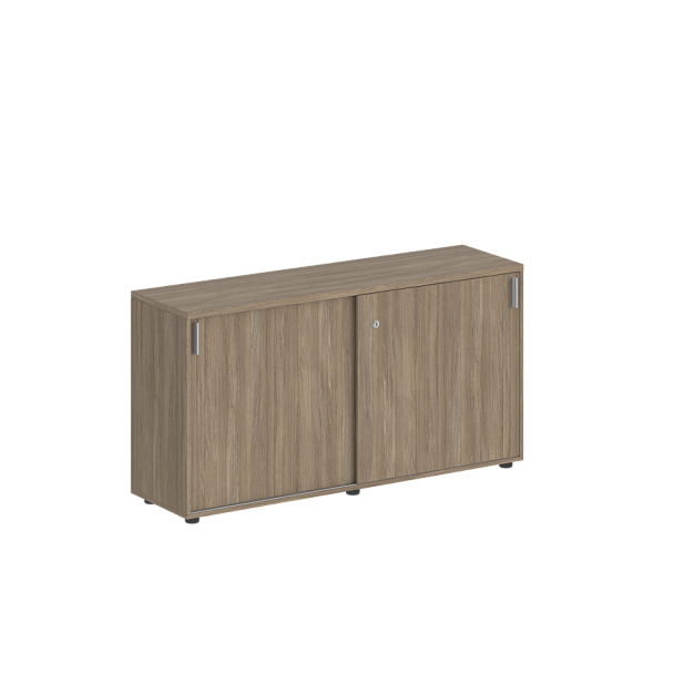 Шкаф-купе Sigma 1238х400х750 низкий, с замком / корпус: дуб темный, фасады: дуб темный - Вид 1