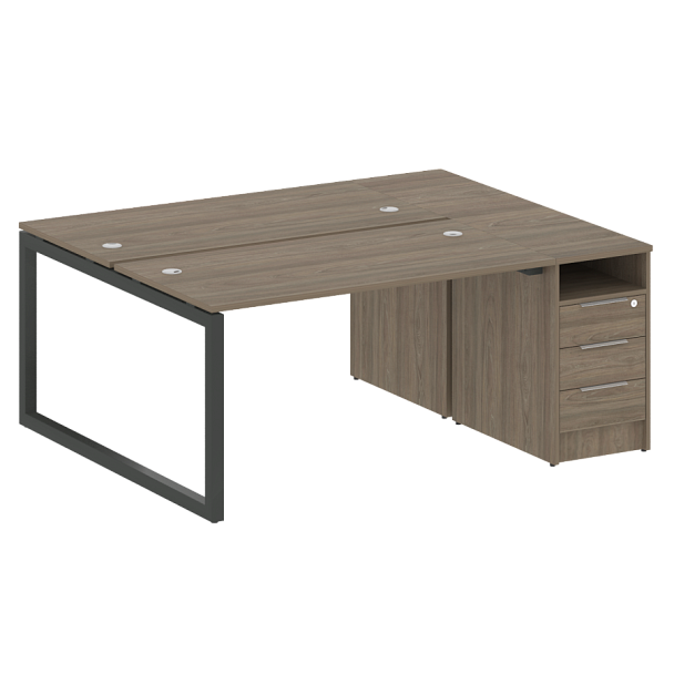 Metal System Quattro Р. ст. с тумбой на О-образном м/к 50БО.РС-СТП-2.3 Вяз/Антрацит металл 1812*1475*750 - Вид 1