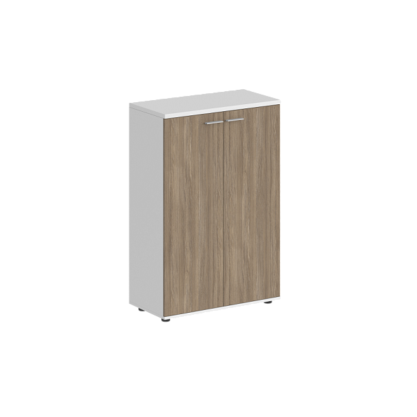 Шкаф средний Sigma 800х400х1200, 2-х дв., з.ст HDF / корпус: белый; фасады: дуб темный - Вид 1