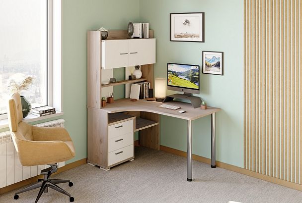 Стол компьютерный Домино Нельсон СР-133 Белый/Нельсон левый - Вид 2