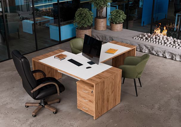 Стол письменный Foil 160x80x75 дуб крафт золотой - Вид 6